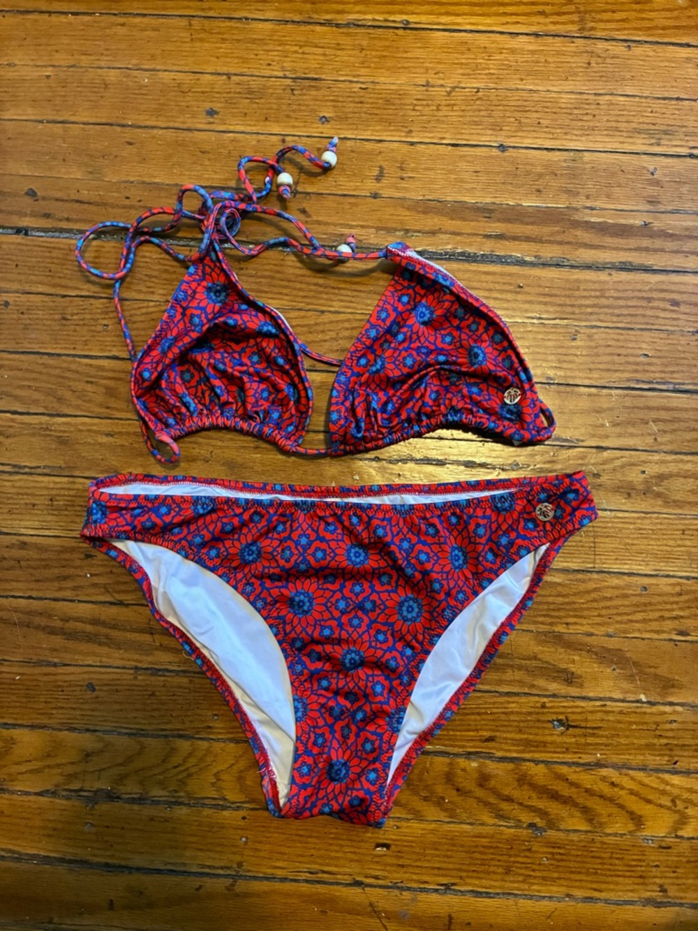 Red Floral Two-Piece Bikini Set size M